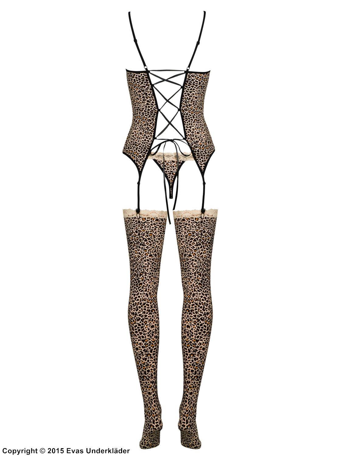 Spetskantat underklädesset i leopardmönster, 3 delar